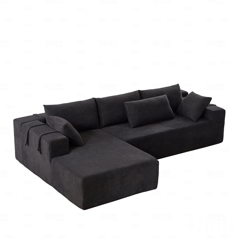 Canapé modulaire en tissu d'ameublement Chenille, Noir