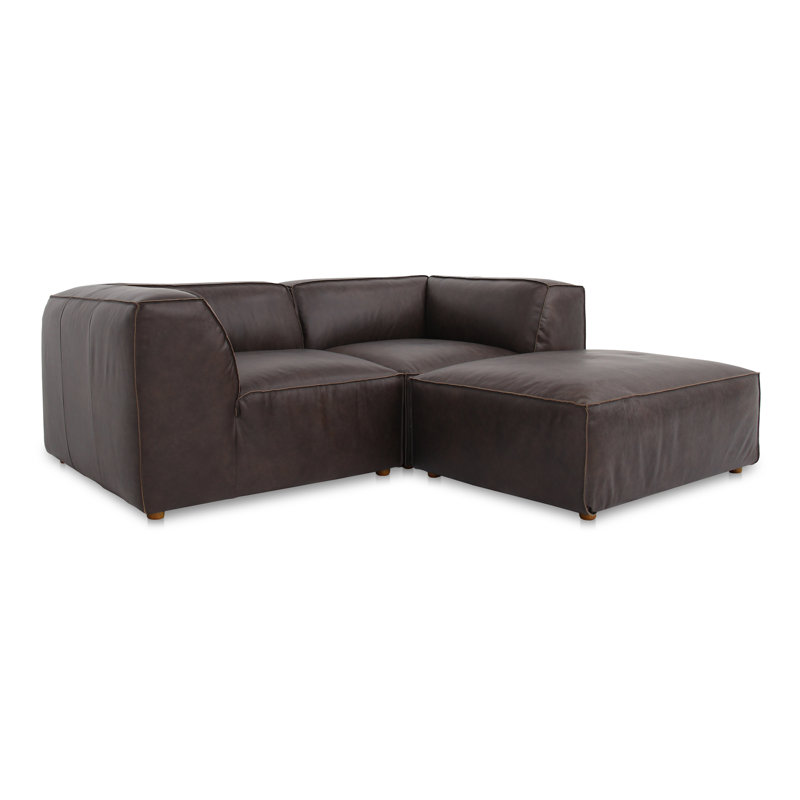 Foley 3 - Genuine Leather Modular Sectional, Espresso Brown Top Grain Leather