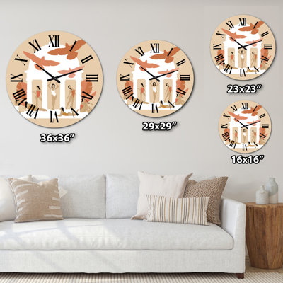Horloge murale moderne Empowered Cosmic Women Geometric Goddess Series noir et rouge