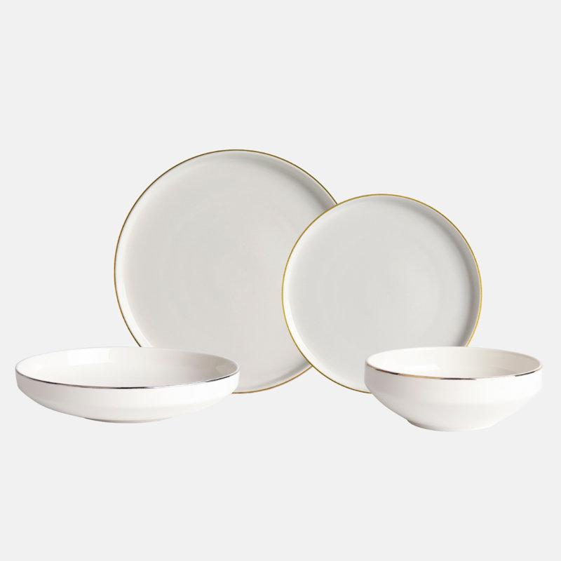 24 Piece Porcelain China Dinnerware Set - Service for 6
