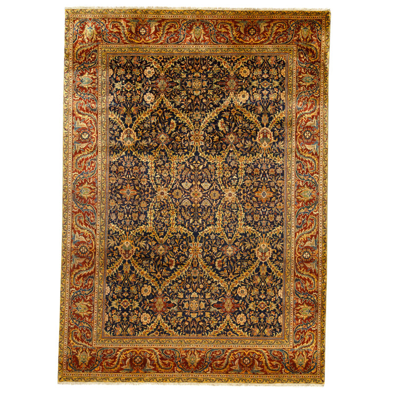 High-Quality Hand-Knotted Blue And Red Area Rug