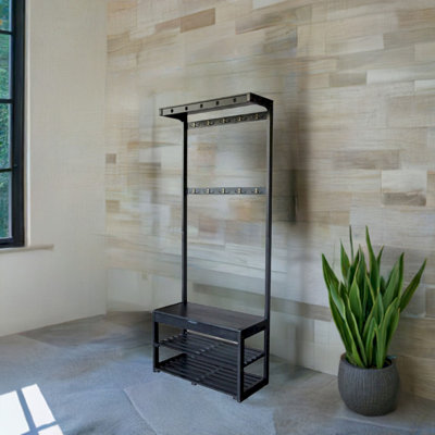 Hall Tree 28'' Wide with Bench and Shoe Storage