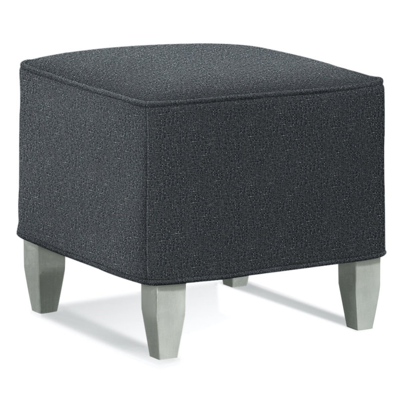 Brooklyn Square Ottoman, Elite Ivory 100% Polyester, Nickel