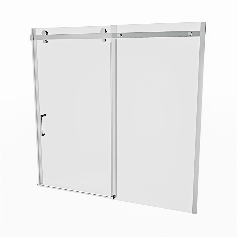 Porte de baignoire coulissante semi-sans cadre, Chrome chrome
