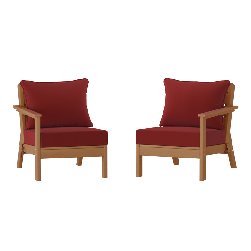 Ensemble de sièges profonds avec coussins, Red, Teak