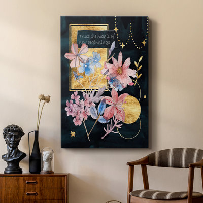 Moonlight Flowers IV -Custom Wrapped Gallery Cavas