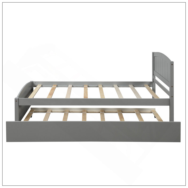 Lit plateforme simple avec lit gigogne, gris