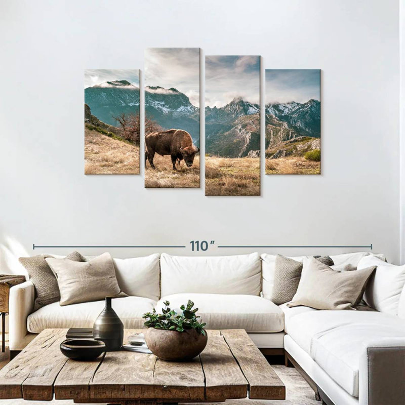 Brampt Bison By The Mountains, 48" H x 75" W