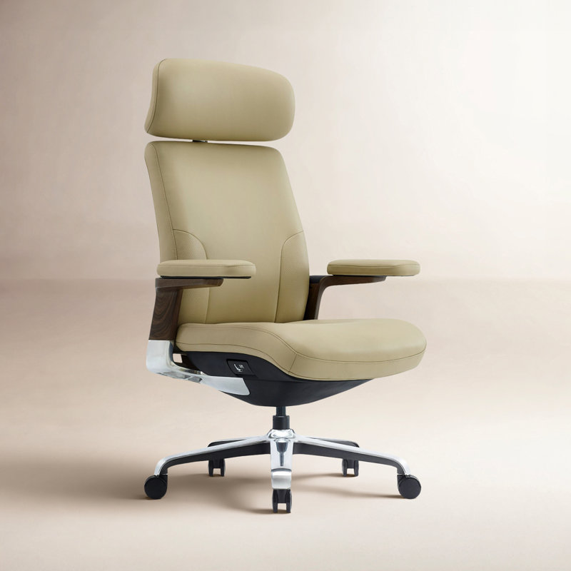 Fauteuil de direction moderne en cuir Vivian, Beige