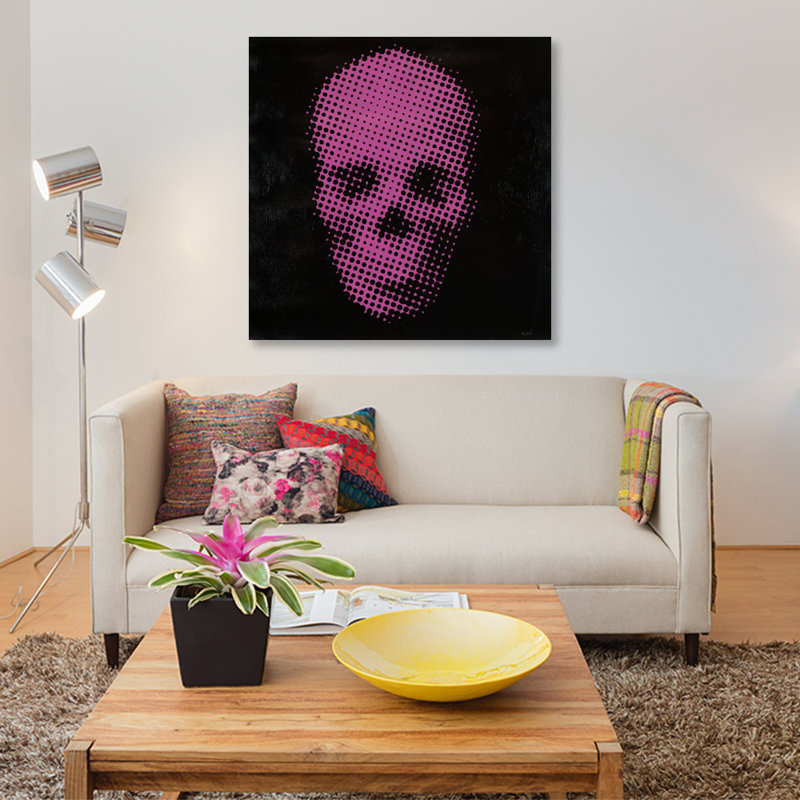 « rose crâne », impression sur toile, H 26 po x l 26 po x P 1,5 po, Pas de tapis, Toile tendue
