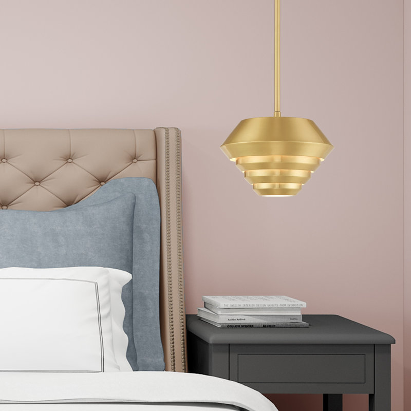Luminaire suspendu en dome à 1 lumière, Laiton satiné