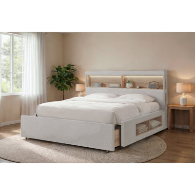 SACHA BEIGE QUEEN BED WITH STORAGE
