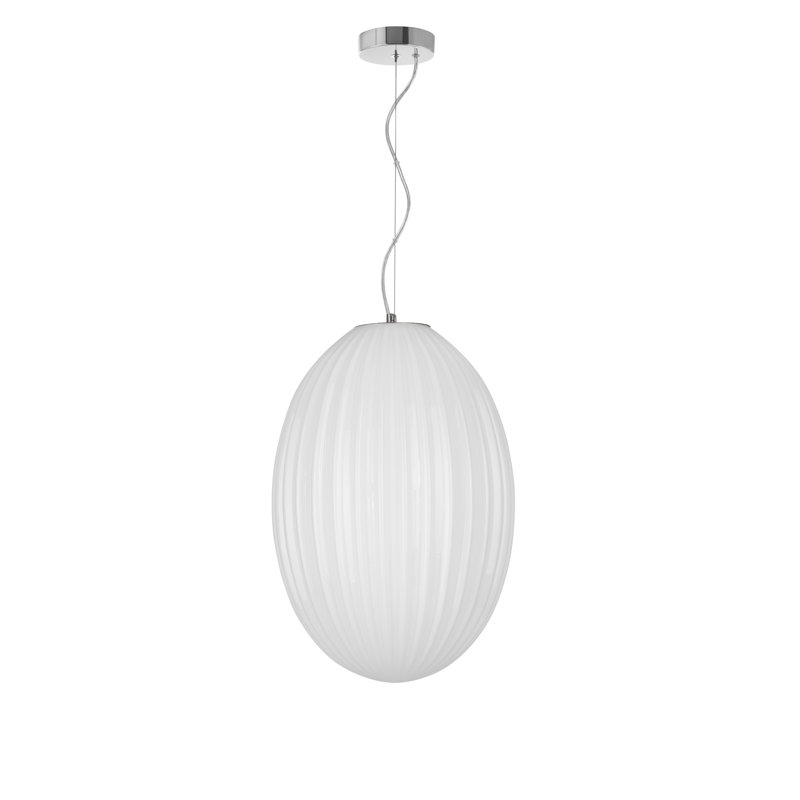 1 - Light Chrome Geometric Pendant, White