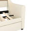 Lit de jour simple rembourré beige avec lit gigogne, prise de charge, lumières à DEL et lit gigogne en beige, cuir d'unité centrale enveloppé, station et support