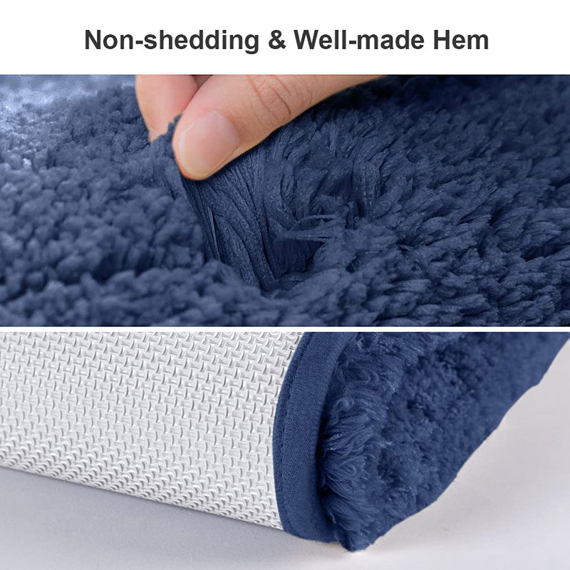 Non-Slip Extra Large Rectangle Bath Rug, Navy Blue