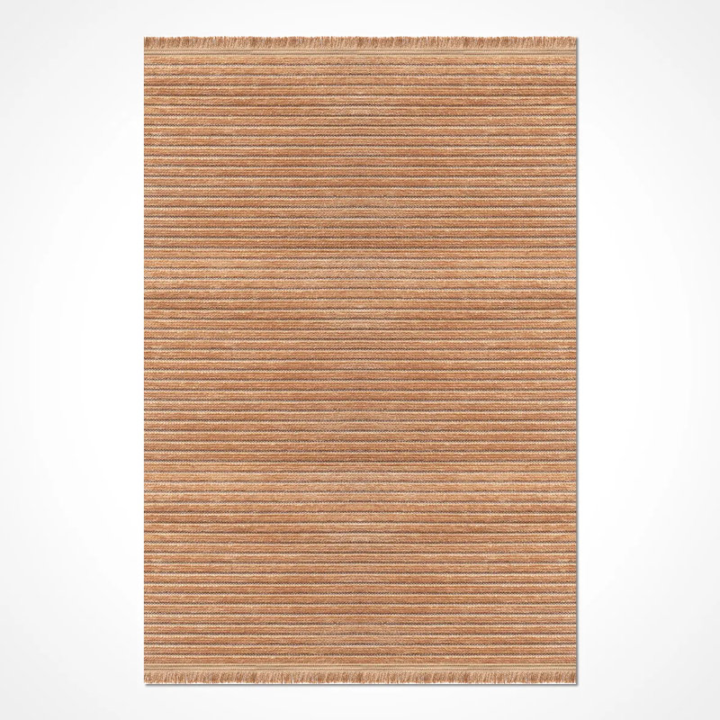 Tapis moderne en polyester doré Eatmon facile à nettoyer, 6,5 pi x 9,5 pi