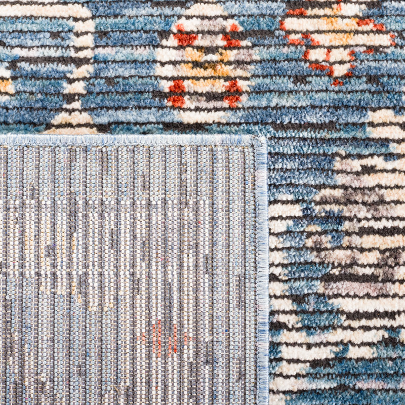 Sierra Blue and Ivory Hand-Knotted Synthetic Area Rug