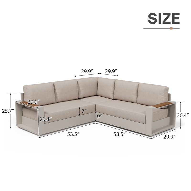 Outdoor L-shaped Aluminum Sectional Sofa Set