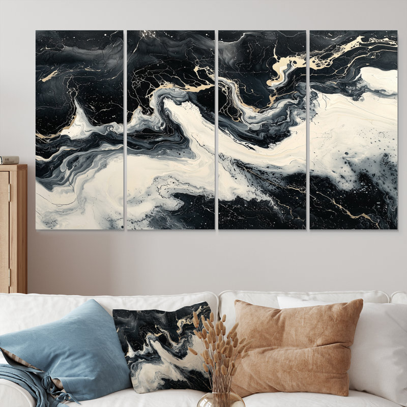Oksanna - art mural en marbre - art mural moderne pour le salon, 4, H 28 po x l 48 po