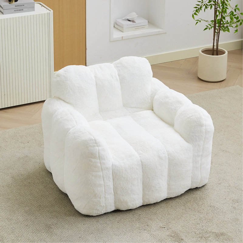 Fauteuil d'appoint rembourré, pouf pour salon, chambre, Pink Faux Fur