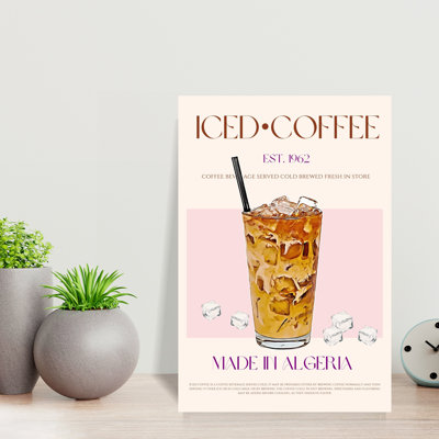 Refreshing Iced Coffee Minimalist Contemporary Summer Wall Art