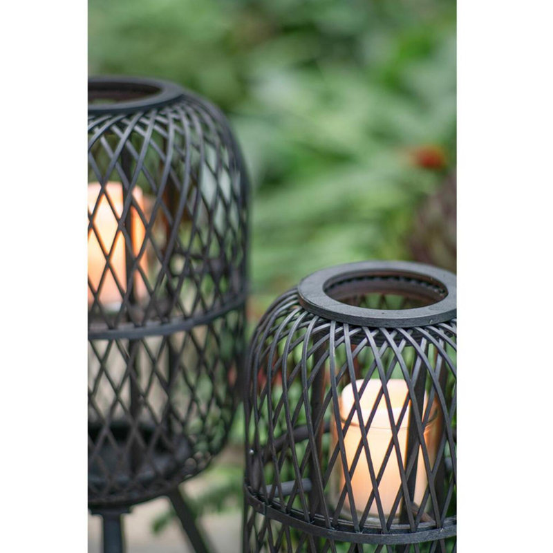 Freestanding Bamboo Floor Lantern, 29.9" H x 11.6" W x 11.6" D
