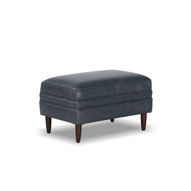 Ashtabula  100% Genuine Leather Ottoman 30.31", Blue