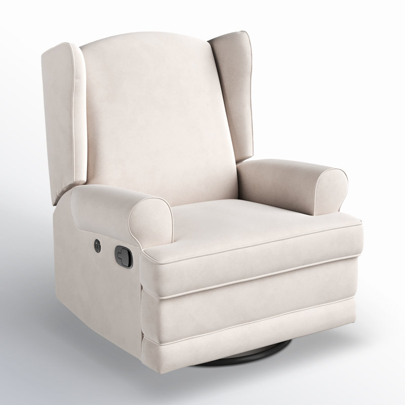 Serenity Wingback Steel Gray Swivel Recliner with USB Port