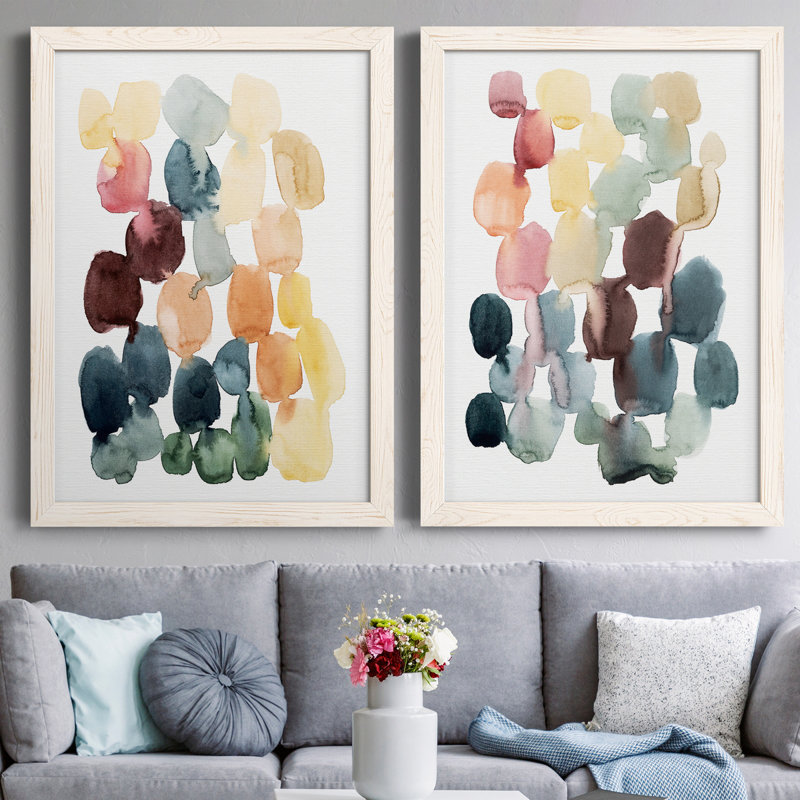Desert Stones I - ensemble de 2 peintures sur toile encadrées, Blanc, H 31,5 po x l 47 po