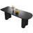 70.87" Modern Black Dining Table For 6,Oval Dining Room Table for Kitchen, Bar, Dining Room-210642519-201815936