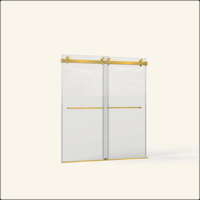 Frameless Double Sliding Shower Door,5/16" (8Mm) Thick SGCC Tempered Clear Glass,Double Side Easy Clean Coat