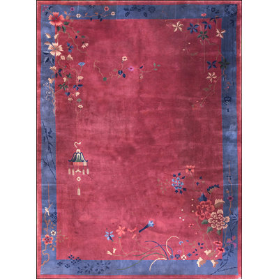 Purple Chinese - Art Deco 1920s Wool Room Size Rectangle Antique Knotted Rug