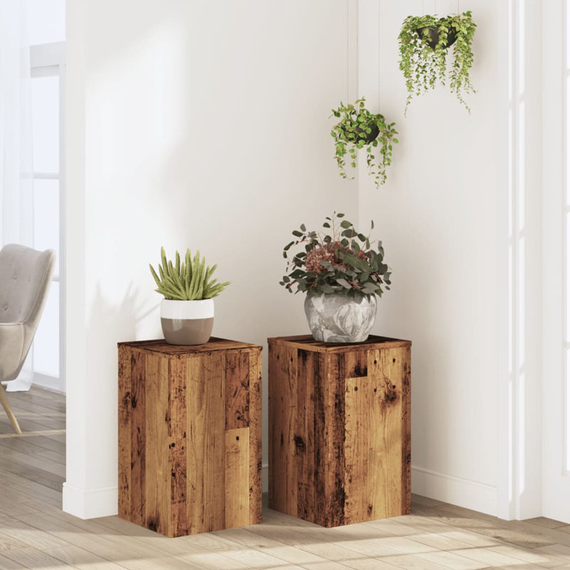 1 Tier Plant Stand Set of 2, Reclaimed Wood