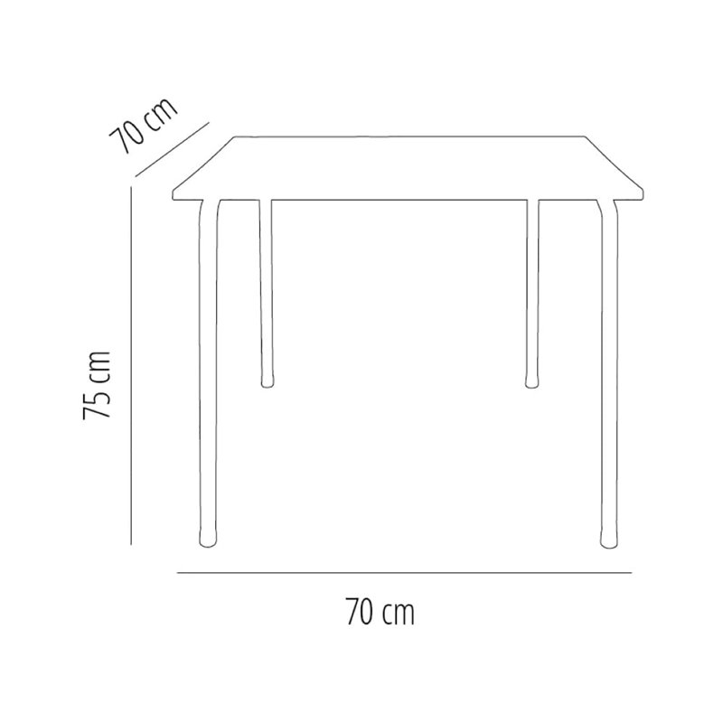 Marsella - Square Table - 70X70 - White Base - Sand Table Top