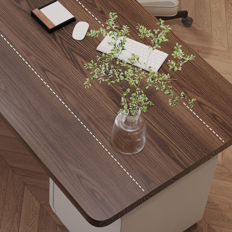 Bureau rectangulaire en bois massif brun noisette + blanc, H 29,53 po x l 94,49 po x P 31,5 po, Retour à droite