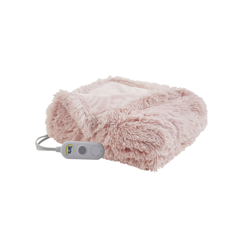 Jeté chauffant en fausse fourrure Serta Malea, Rosé