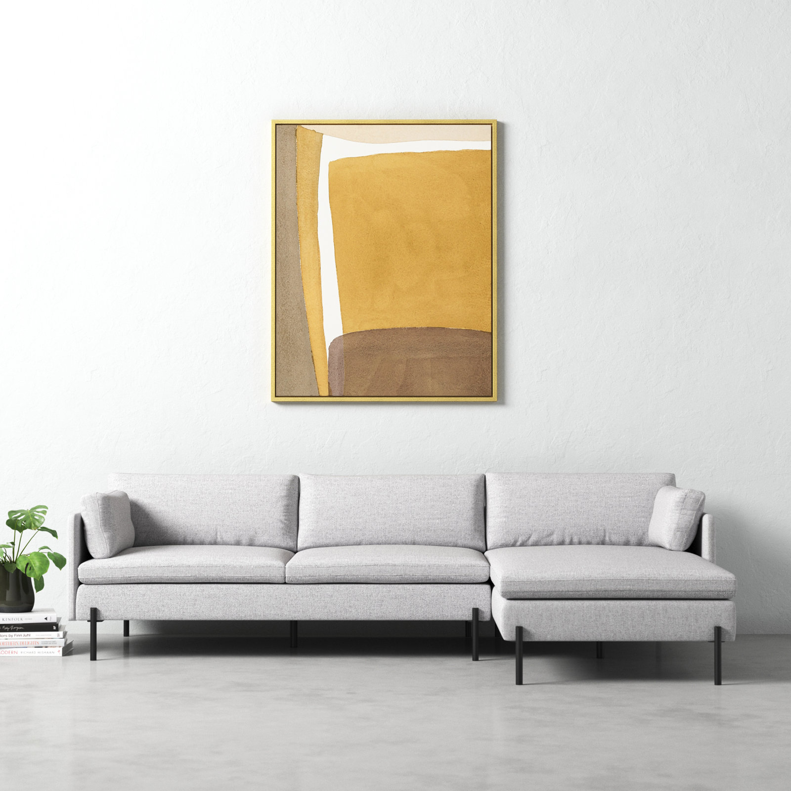 Light Ochre by Julia Balfour, 50" H x 40" W x 1.4" D, Gold Framed Canvas