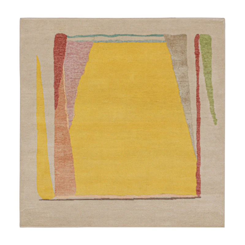 Hand Knotted Geometric Area Rug, Rectangle 8' x 10'