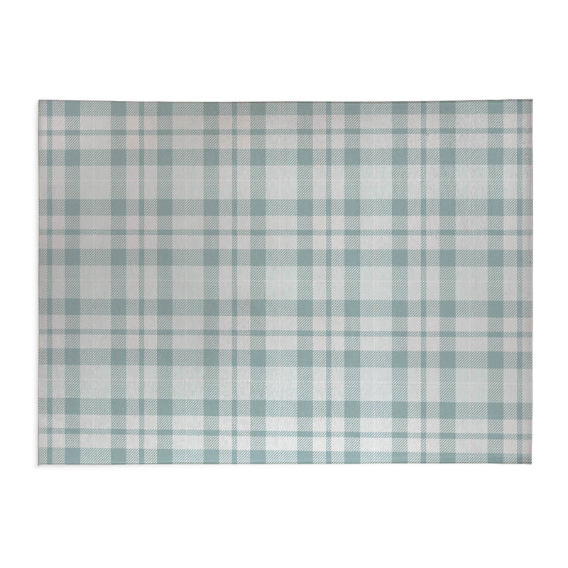 Gen Plaid Kids Play Mat, Rectangle 3' x 5', Slate Blue