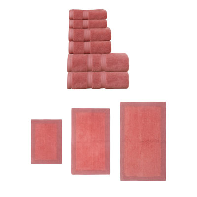 Buariki Collection 100% Soft Cotton 6 Pc Towel Set & Bath Rug Set, Reversible