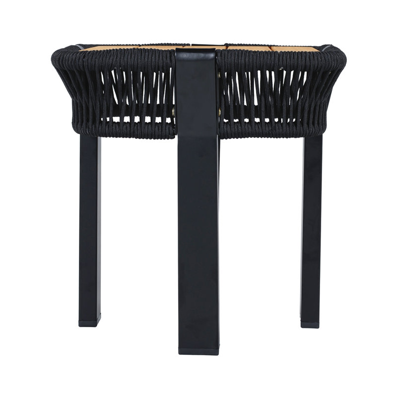 Table d'appoint en bois d'acacia, table de bout d'extérieur pour patio d'une capacité de 120 lb avec corde et structure en métal, table d'appoint carrée pour la cour arrière, balcon, salon