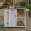 Îlot de cuisine en bois massif avec plateau en acier inoxydable, chariot de cuisine verrouillable avec grand espace de rangement, porte-serviettes et porte-épices pour le patio et l'extérieur-126256937