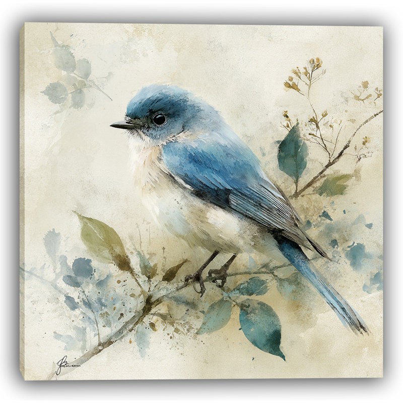Garden Pause - Perched Bluebird Wall Art