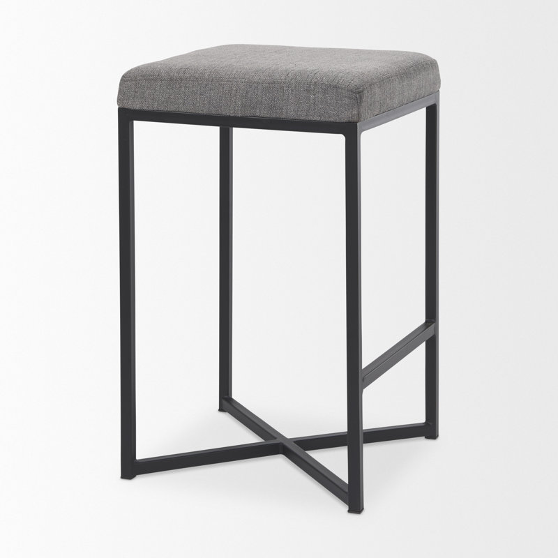 Tabouret de comptoir rembourré Rosetta, Tabouret de comptoir (siège d'une hauteur de 26,4, Gris