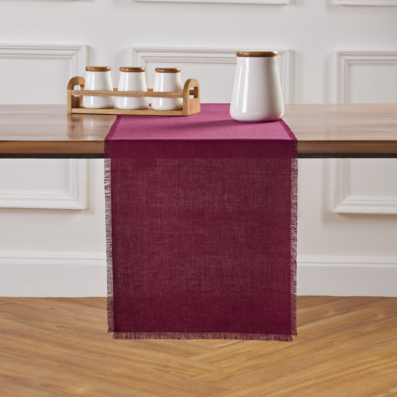 Fringe - 100% Pure Linen Table Runner, 72" x 14" Rectangle, Beet