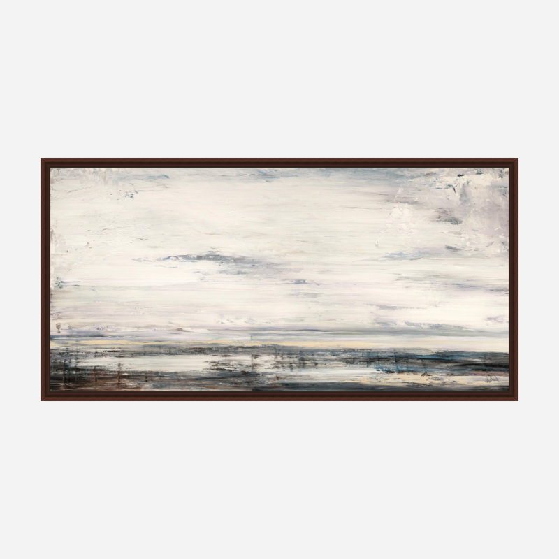 " Jade Sea By John Beard - Framed Gallery Wrapped Canvas Print " by John Beard, 32" H x 62" W x 2" D, Brown Floater Framed