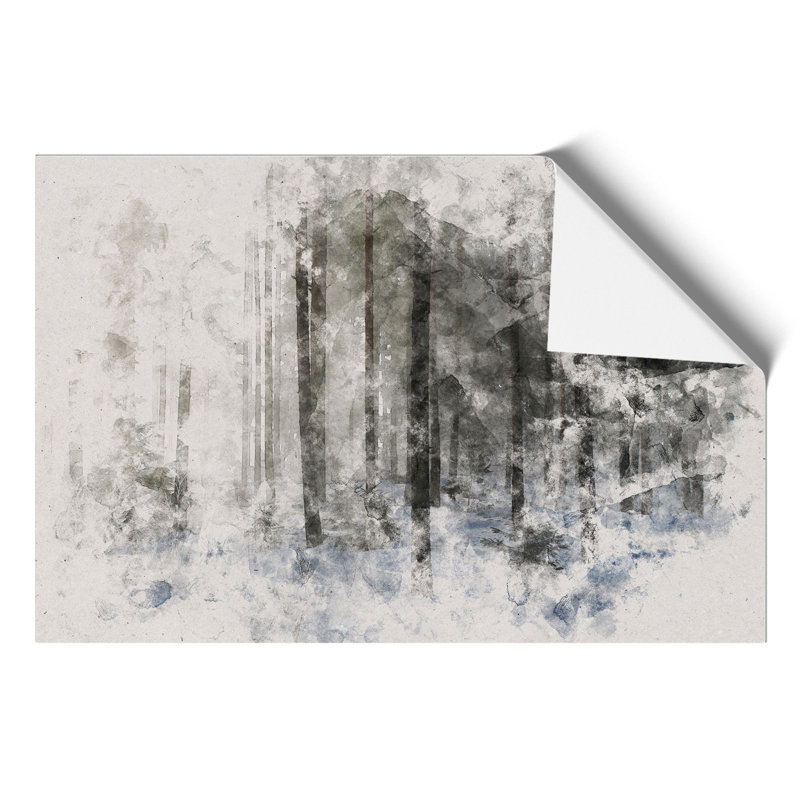 Winter Forest Watercolour - Frameless Print, 59cm H x 84cm W x 0.1cm D
