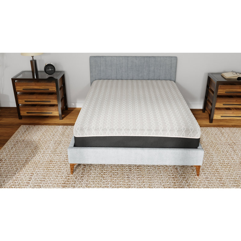 Très grand matelas cuivré 14 po - Mousse à mémoire de forme. Sommeil frais avec couche confort de 4 po, ressorts ensachés moelleux de 6 po et bordure de 2 po. . Support de bordure noir et gris de 14 pouces. +