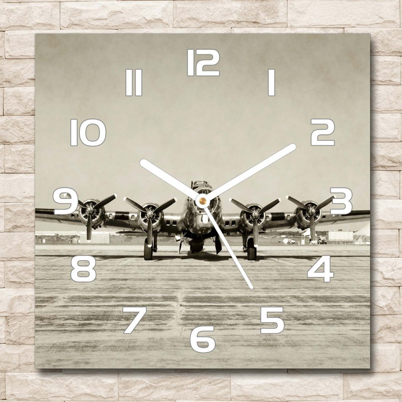 Glass Wall Clock, White/Beige