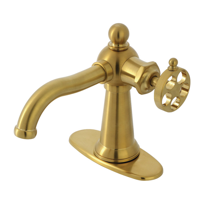 Robinet de salle de bain monotrou avec drain Wendell, Laiton brossé